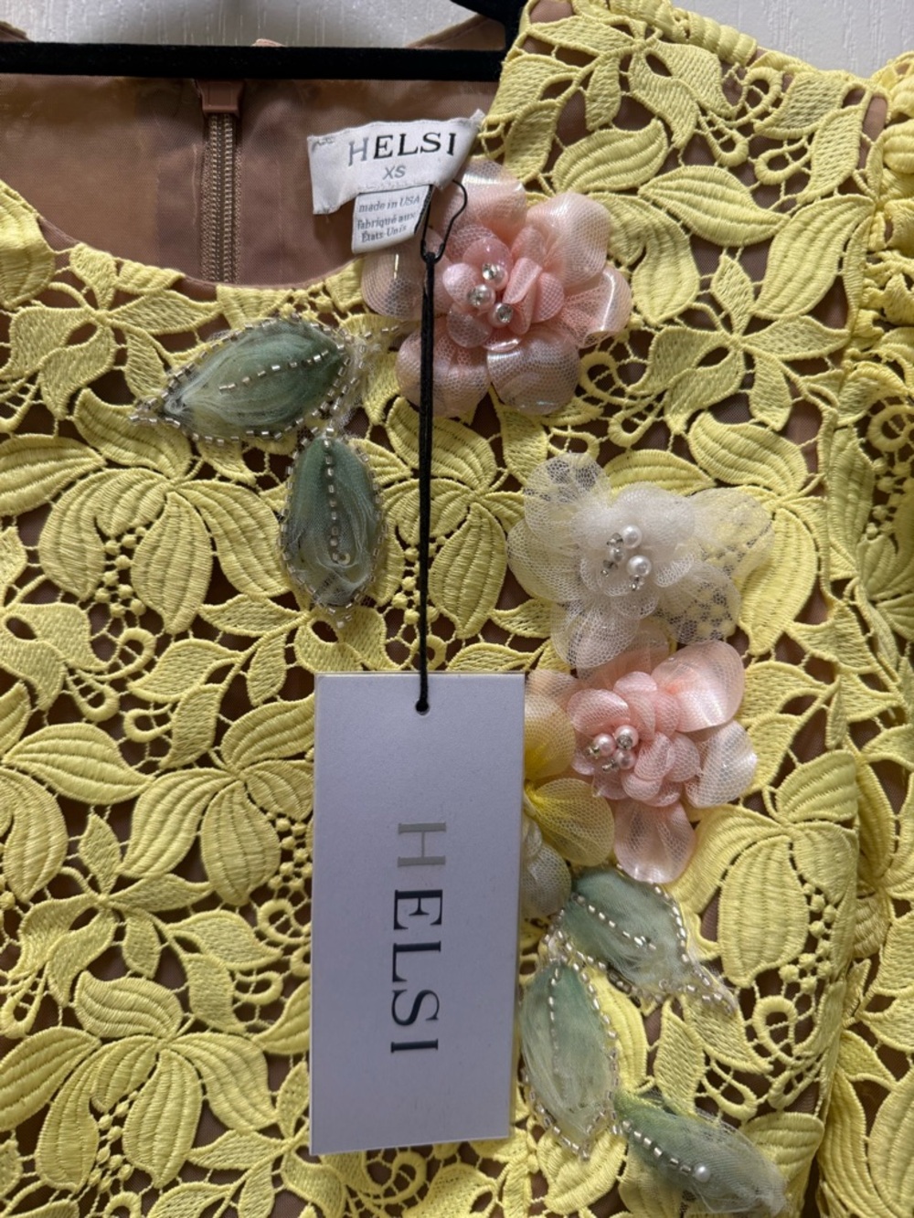 Helsi Angelina Floral Appliqué Long Sleeve Lace Cocktail Minidress Size XS NWT - Picture 8 of 8